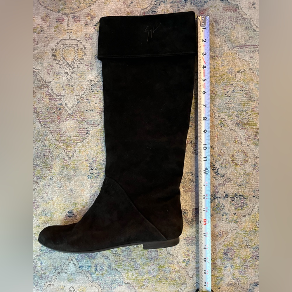 Giuseppe Zanotti Luxury Italian Black Suede Leather Women’s Flat Boots Size 41 - Picture 8 of 9